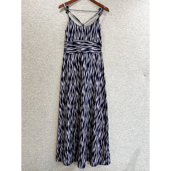 Eddie Bauer Womens Medium Maxi Dress Blue Space Dye Travex Aster Racerback - Picture 12 of 13